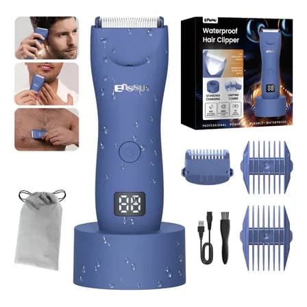 Foto de Enssu Aparador De Pelos Corporais Masculino Com Base Cor Azul