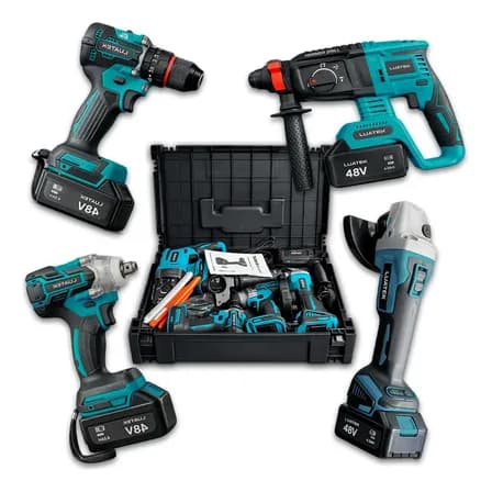 Foto de Kit Furadeira Martelete Impacto Esmerilhadeira 48v Elétrica