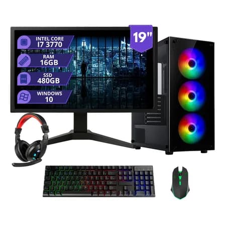Foto de Pc Gamer Completo I7 3.4ghz 16gb Ssd 480gb 500w Monitor 19 480 Gb 16 Gb Placa De Video Integrada