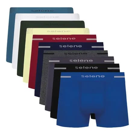 Foto de Kit 10 Cueca Boxer Sem Costura Microfibra Selene Masculina