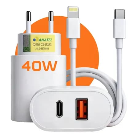Foto de Carregador Turbo 40w Para iPhone 11 12 13 14 Pro Max Usb Branco
