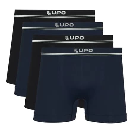 Foto de Kit 4 Cuecas Boxer Lupo Sem Costura Microfibra Masculino Box